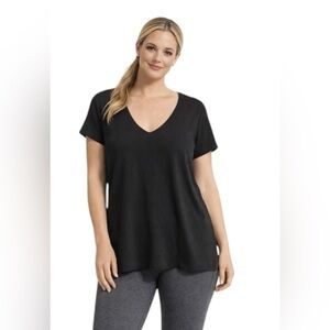 Athleta Black V-Neck Short Sleeve Tee Size S Athletic Top